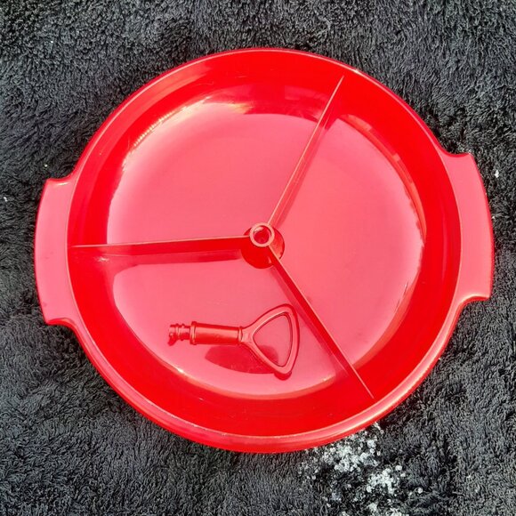 Tupperware Red Suzette 3 Part Divided Dish Relish Serving Platter  8" D - Picture 5 of 6